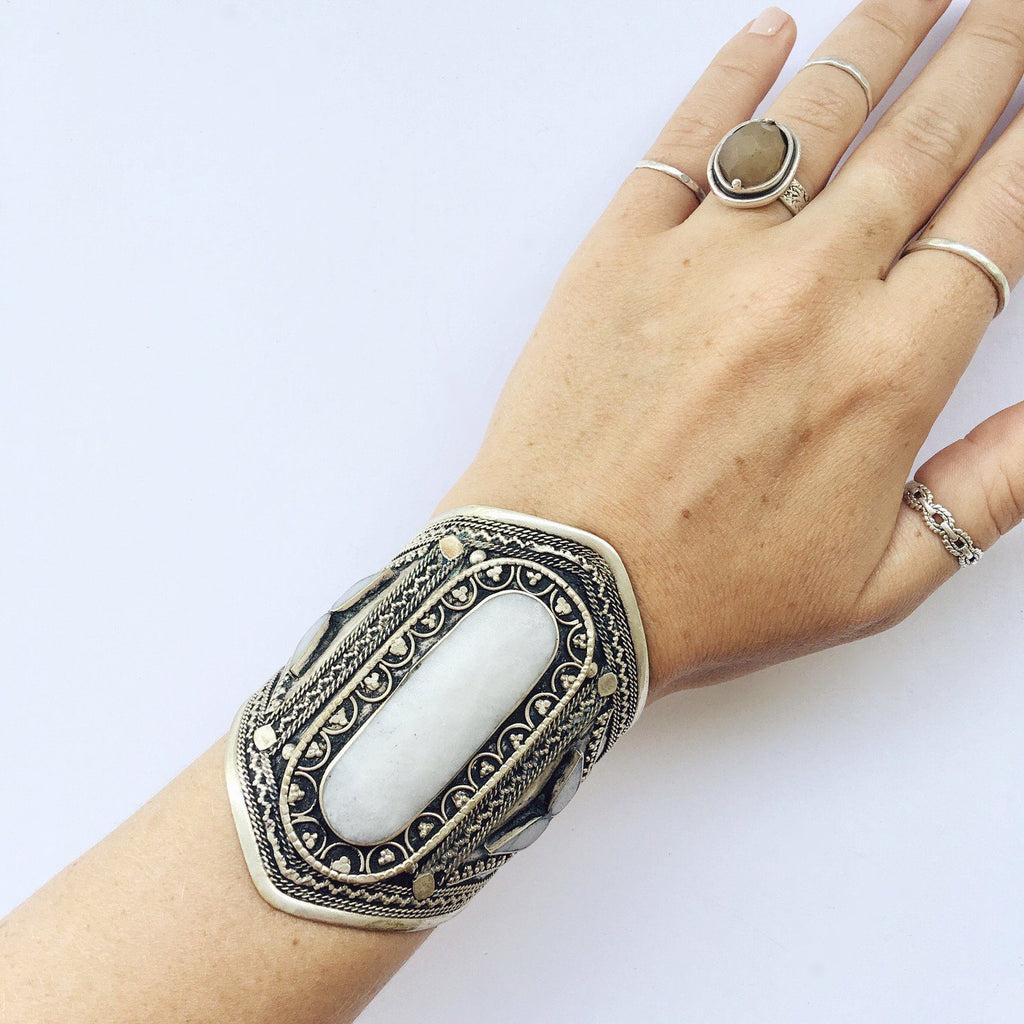 White howlite tribal cuff - Bracelet - Bohemian Jewellery and Homewares - Lost Lover
