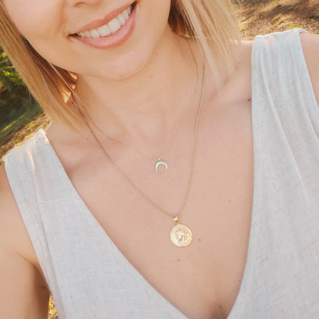 Crescent Moon Pendant - Gold - Necklace - Boho Jewelry - Lost Lover