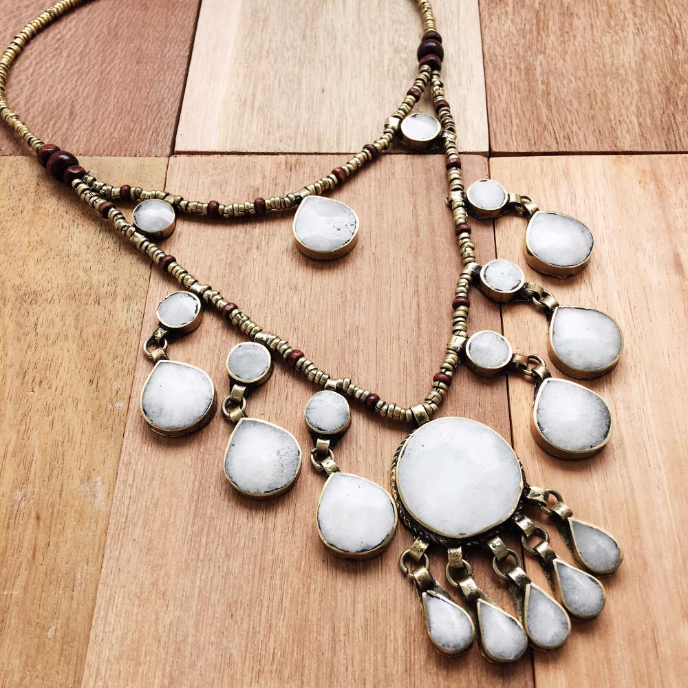 Two Tier Tribal grey stone necklace - Necklace - Bohemian Jewellery and Homewares - Lost Lover