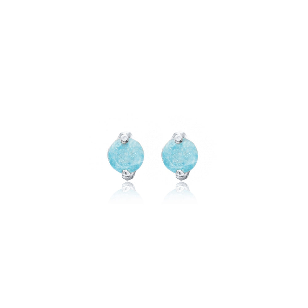 Platinum Aquamarine Stud Earrings - Earrings - Boho Jewelry - Lost Lover