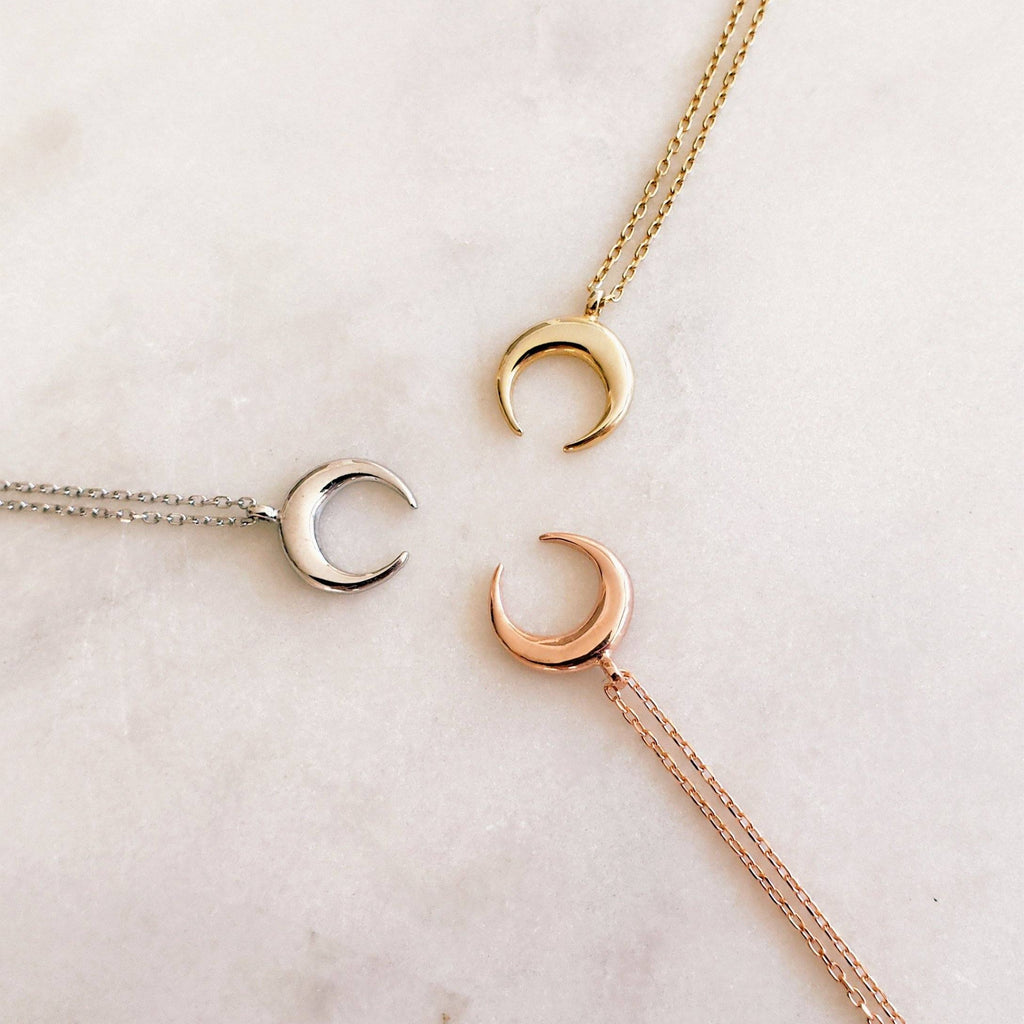 Crescent Moon Pendant - Rose Gold - Necklace - Boho Jewelry - Lost Lover