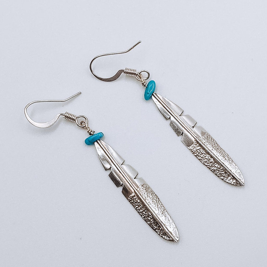 Navajo Feather Turquoise Earrings - Earrings - Boho Jewelry - Lost Lover