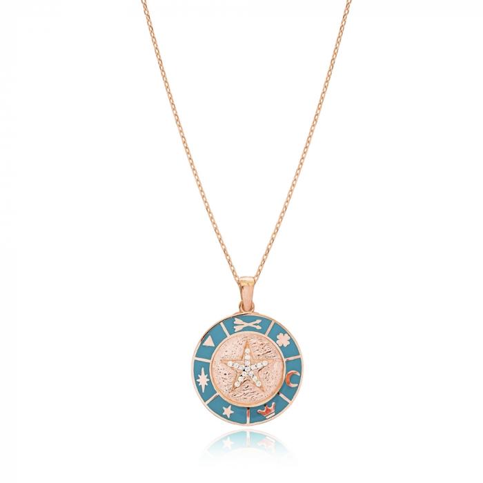 Rose Gold Zodiac Star Pendant - Necklace - Boho Jewelry - Lost Lover
