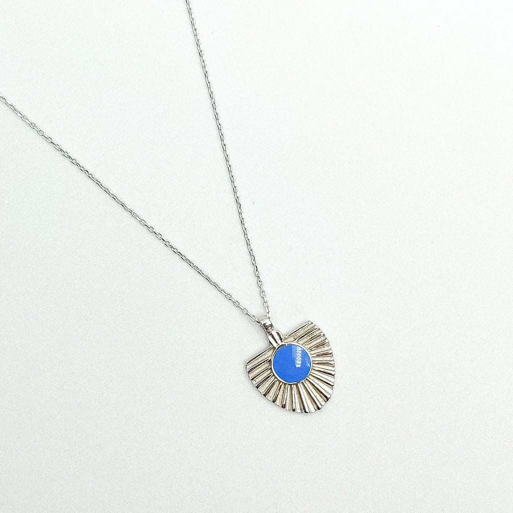 Turquoise Silver Sun Pendant - Necklace - Boho Jewelry - Lost Lover