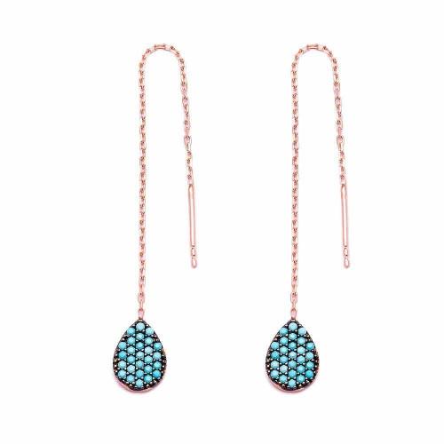Turquoise Teardrop Thread Earrings - Earrings - Bohemian Jewellery and Homewares - Lost Lover