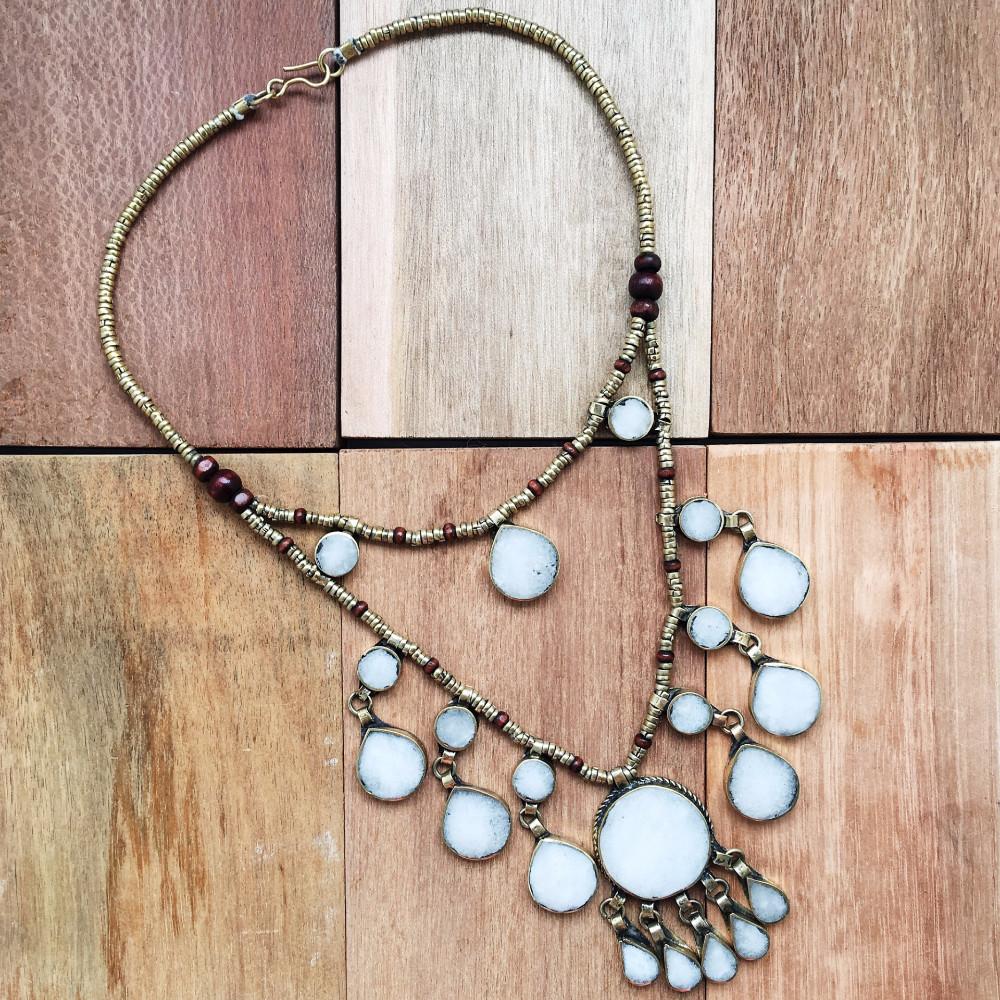 Two Tier Tribal grey stone necklace - Necklace - Bohemian Jewellery and Homewares - Lost Lover