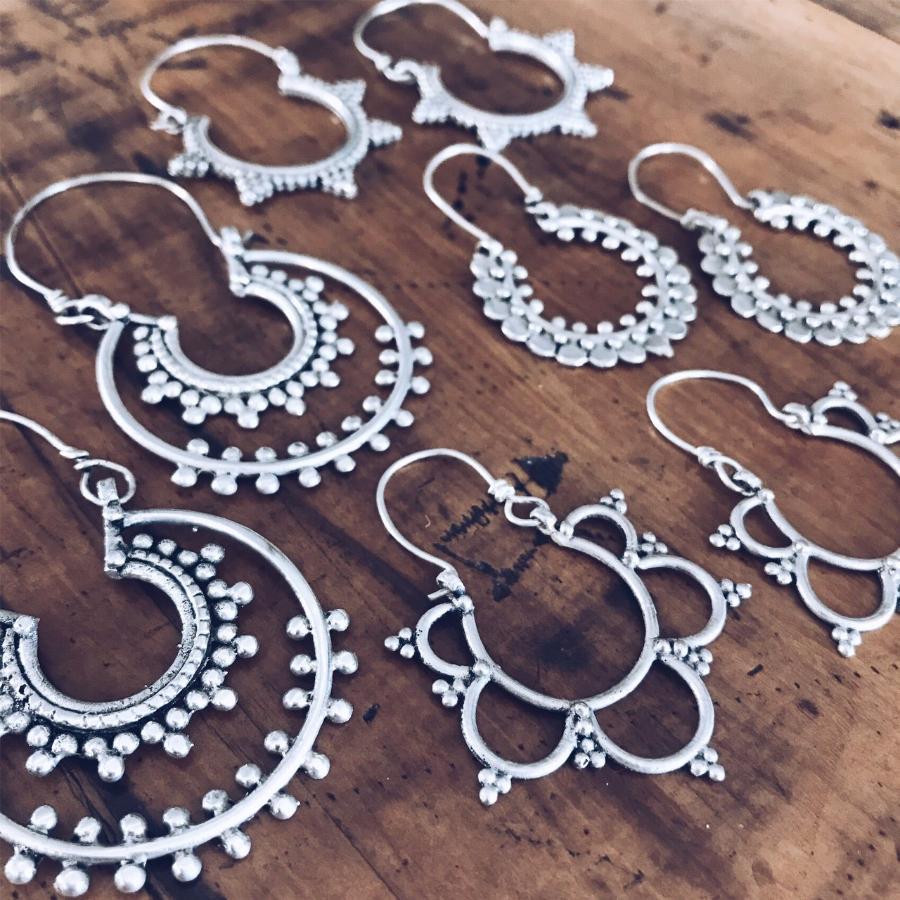 Flower tribal hoop earrings - Earrings - Bohemian Jewellery and Homewares - Lost Lover