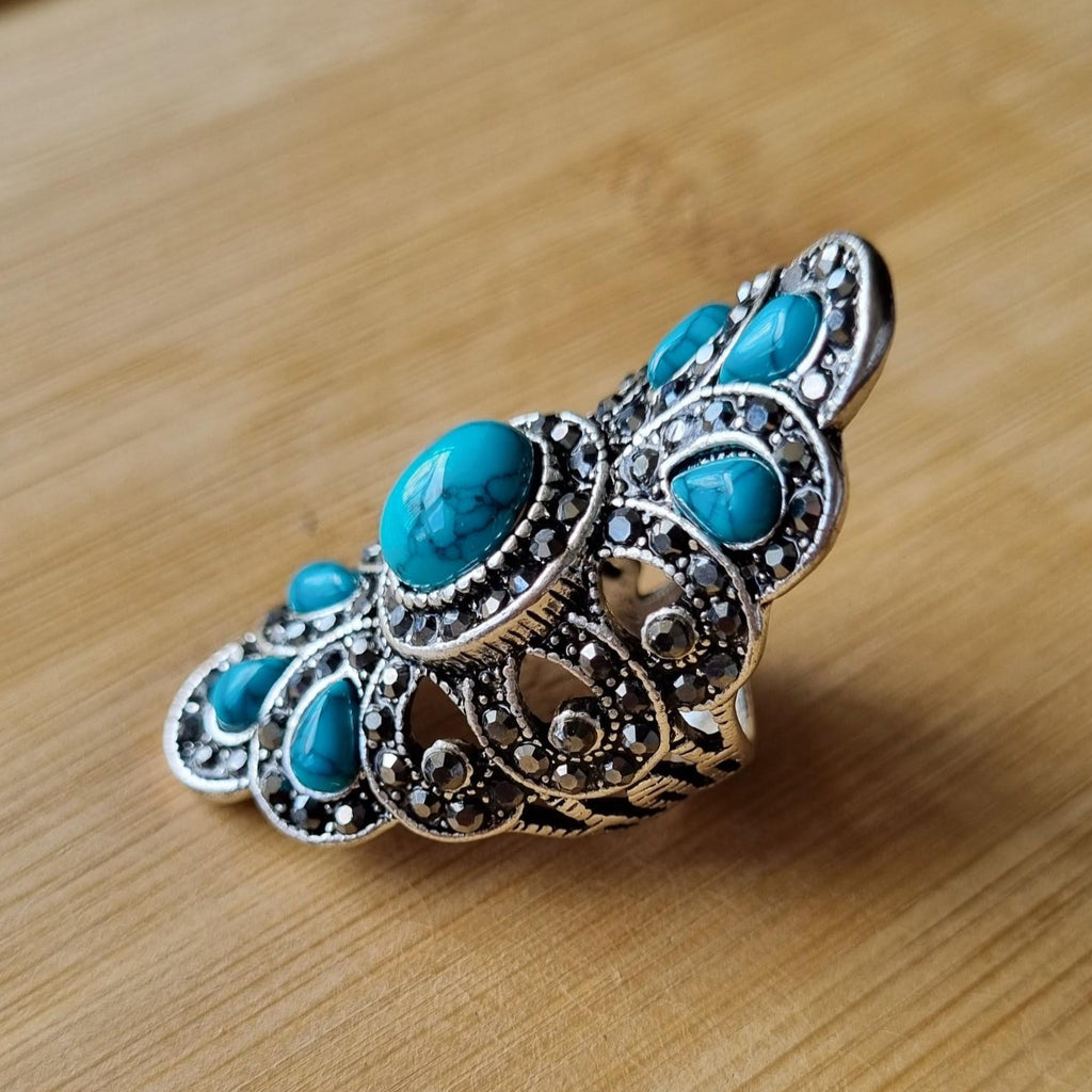 Turquoise Peacock Ring - Dive into Bohemian Elegance!