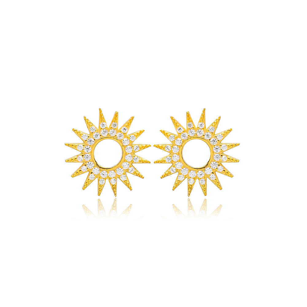 Aurora Sun Earrings - Handmade Gold Plated Turkish Stirling Silver
