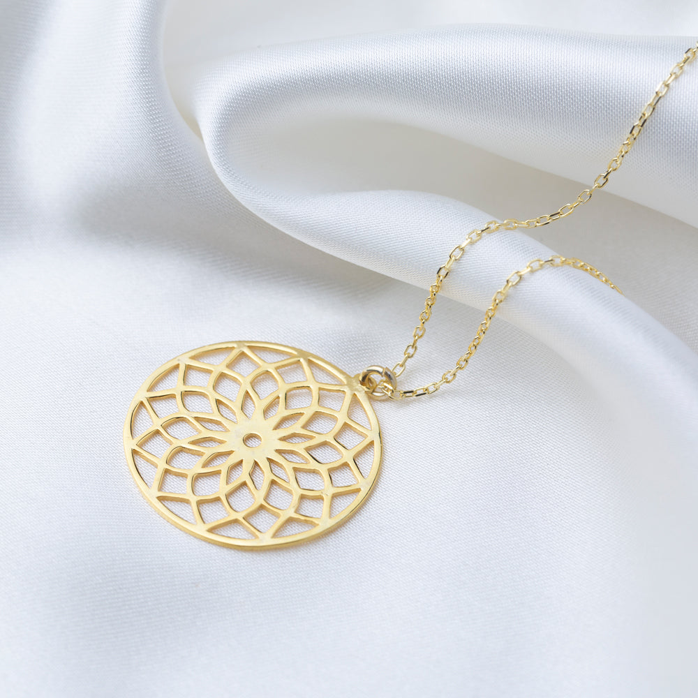 Delilah Flower Necklace - Handmade Turkish 925 Stirling Silver