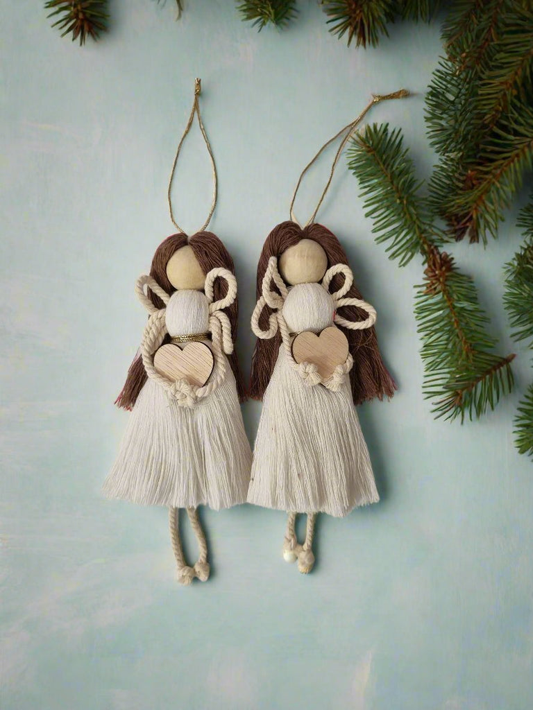 Handmade Natural Angel Macrame Christmas Decorations