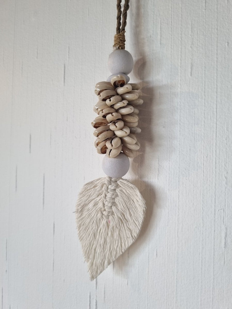 Macrame Shell and Leaf Curtain Tie Back