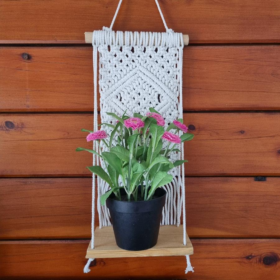 Macrame shelf wall hanging