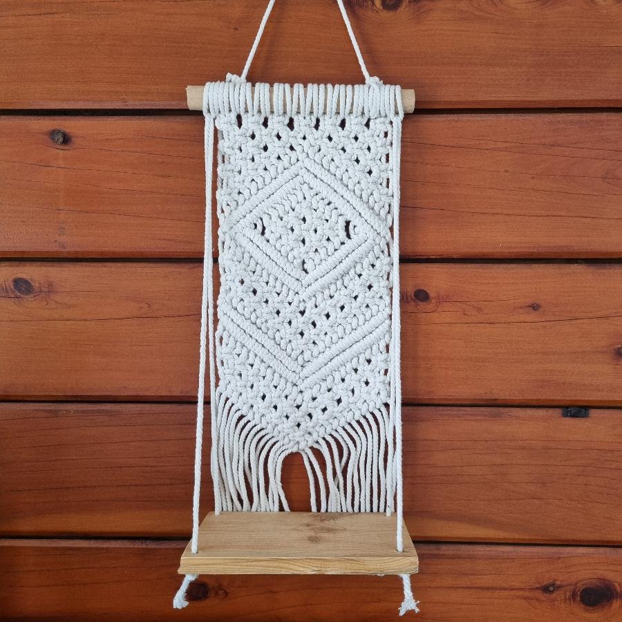 Macrame shelf wall hanging