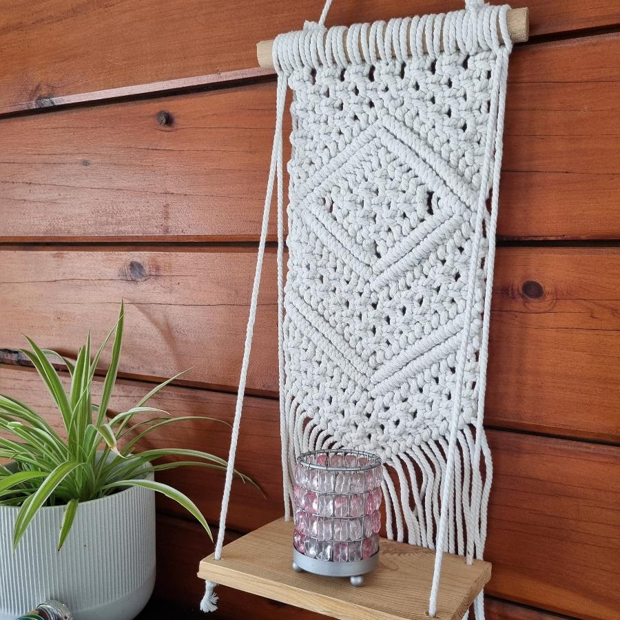 Macrame shelf wall hanging