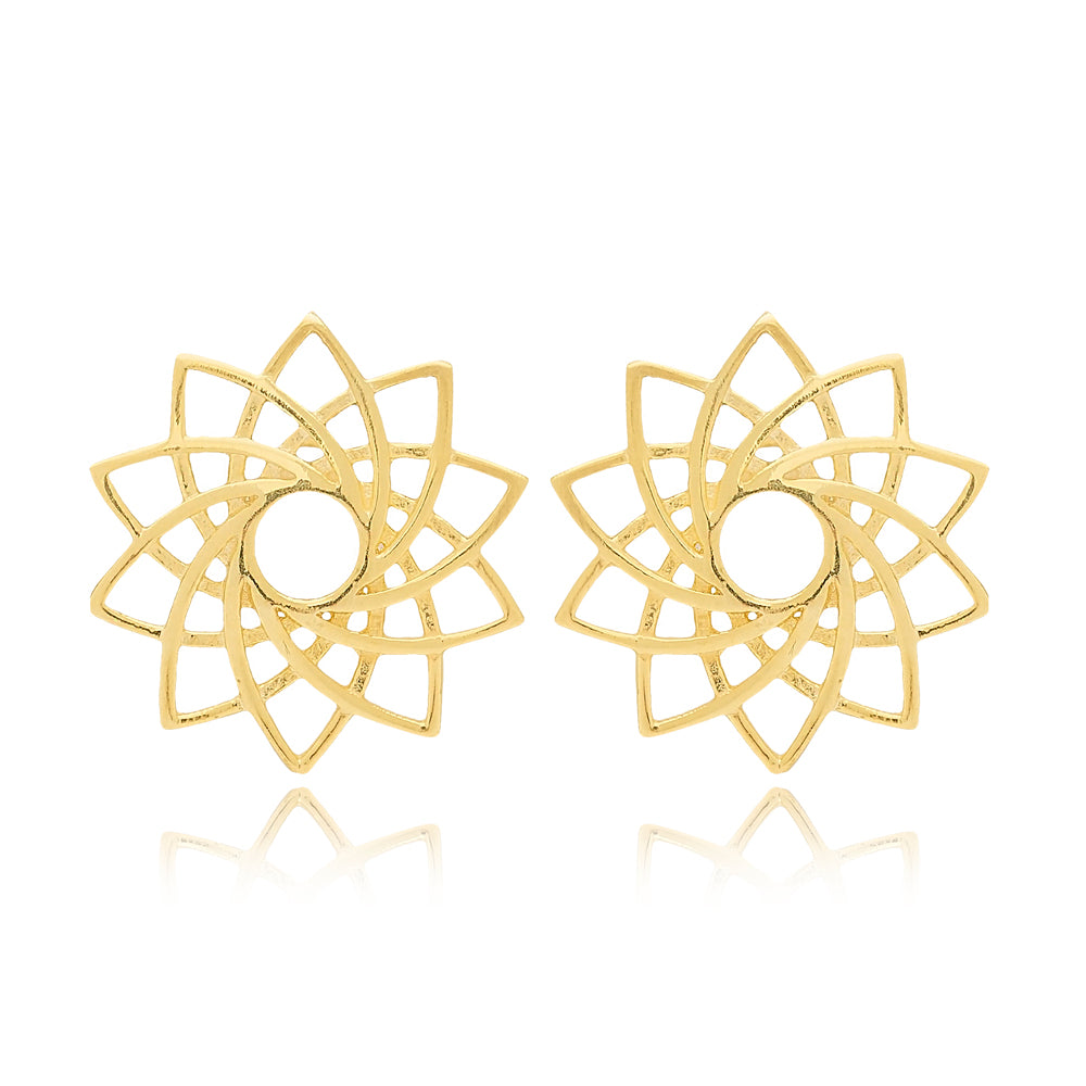 Tahni Flower Earrings - Handmade Gold Plated Turkish Stirling Silver