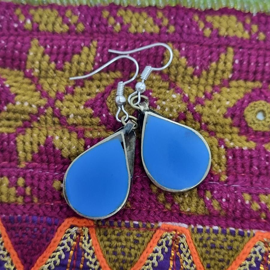 Lost Lover - Lightweight Tribal Stone Earrings - Blue