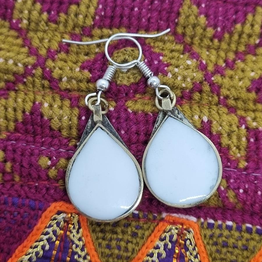 Lost Lover - Lightweight Tribal Stone Earrings - White