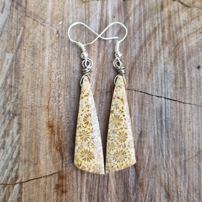 Fossil Coral Stone - Boho Earrings