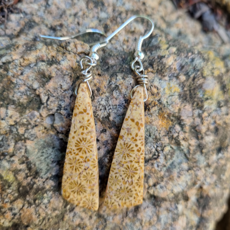 Fossil Coral Stone - Boho Earrings