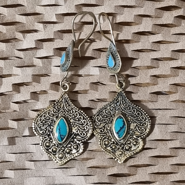 Exquisite Afghan Turquoise Tribal Earrings