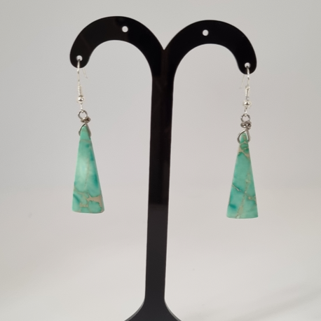 Green Sediment Turquoise Stone - Boho Earrings