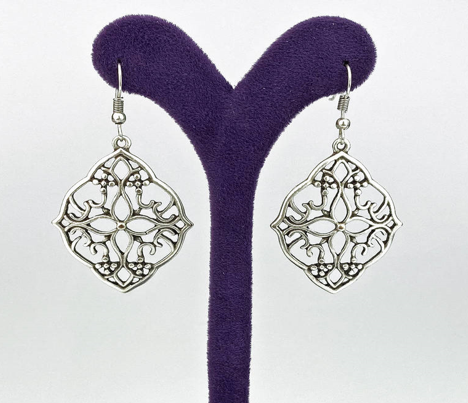 Boho Silver Floral Earrings - Handcrafted Statement Jewellery