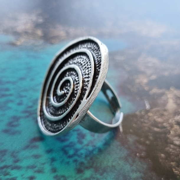 Anatolian Boho Silver Swirl Ring