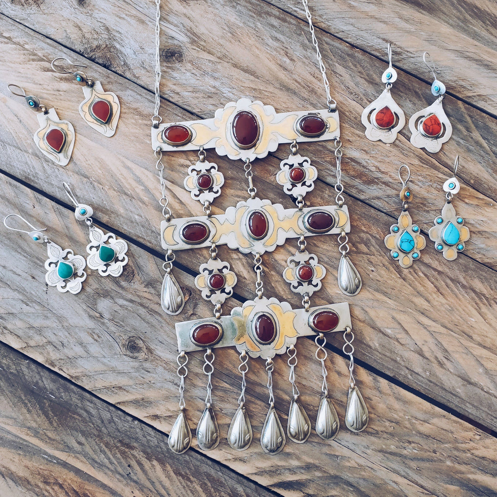 Vintage style Turkmen Teke Necklace - Carnelian - Necklace - Boho Jewelry - Lost Lover