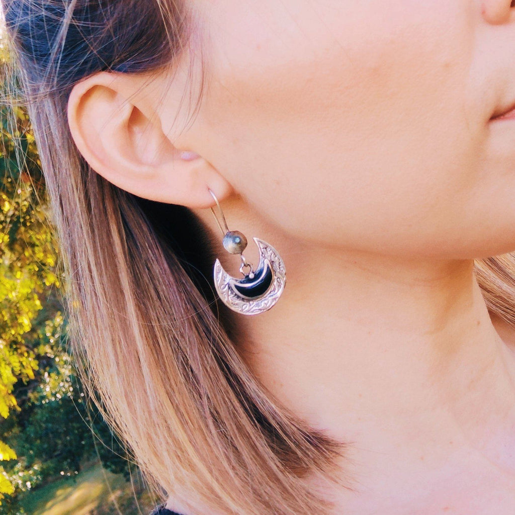 Crescent tribal earrings - Black - Earrings - Boho Jewelry - Lost Lover