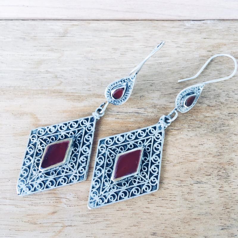 Diamond tribal earrings - Agate - Earrings - Bohemian Jewellery and Homewares - Lost Lover