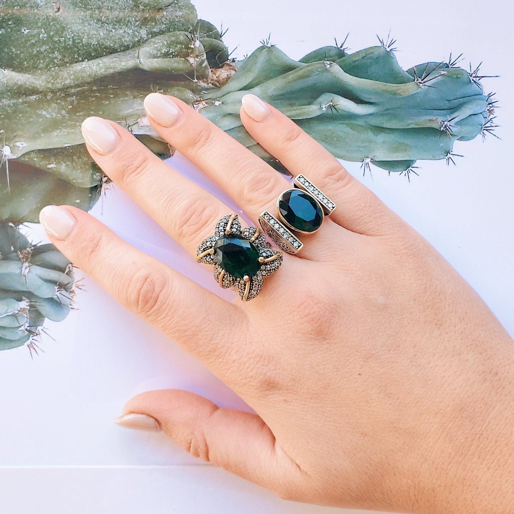 Emerald Goddess Ring - Ring - Boho Jewelry - Lost Lover