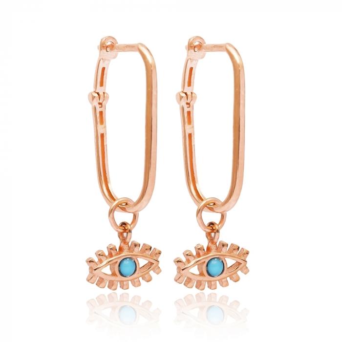 Evil Eye Turquoise Earrings - Rose Gold - Earrings - Boho Jewelry - Lost Lover