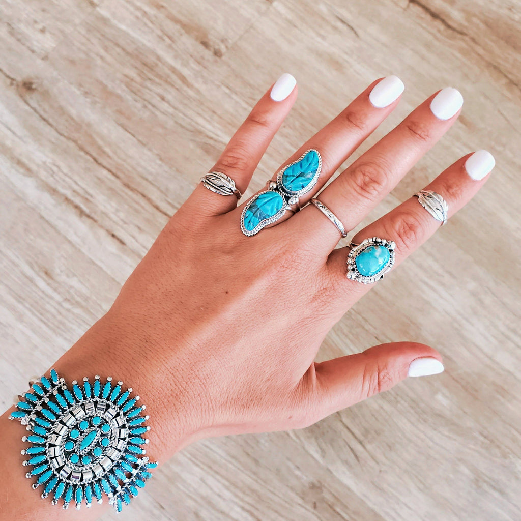 Turquoise Leaf Navajo Ring - Ring - Boho Jewelry - Lost Lover