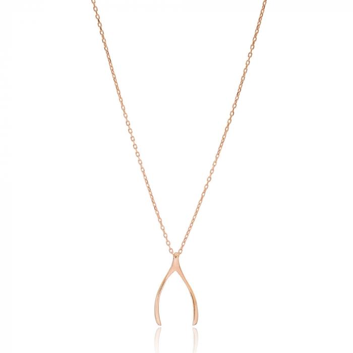 Rose Gold Wishbone Pendant - Necklace - Boho Jewelry - Lost Lover