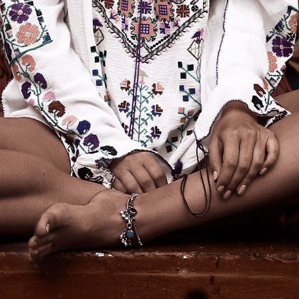 Boho anklet with coloured stone and bells Lost Lover