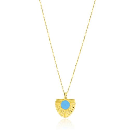Turquoise Golden Sun Pendant - Necklace - Boho Jewelry - Lost Lover