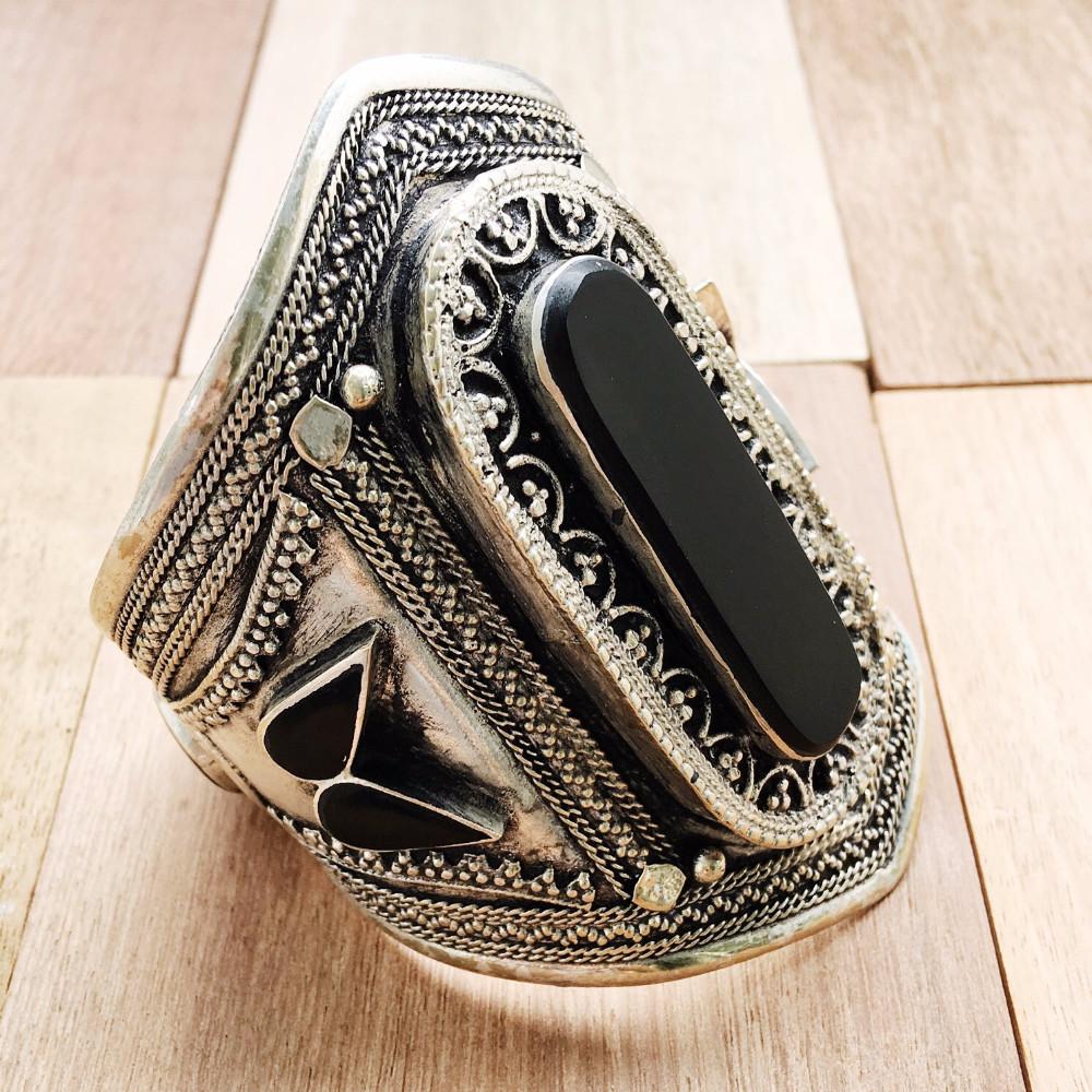 Black stone tribal cuff - Bracelet - Bohemian Jewellery and Homewares - Lost Lover