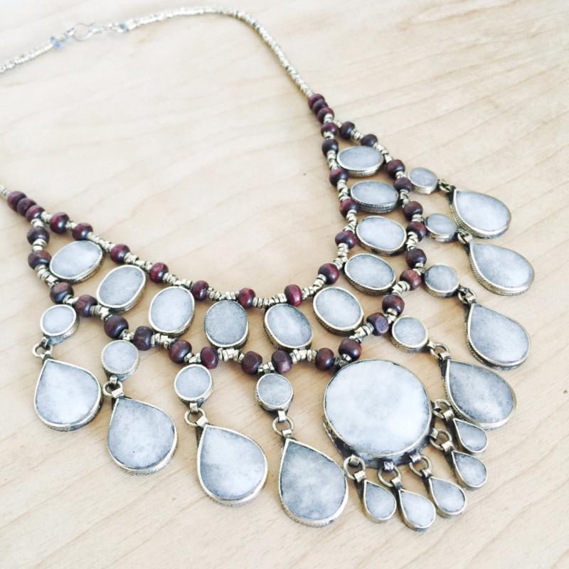 Tribal grey stone necklace - Necklace - Bohemian Jewellery and Homewares - Lost Lover
