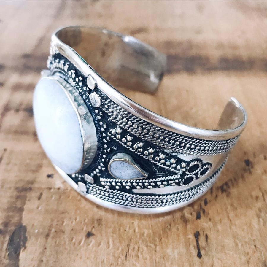 White howtlite tribal cuff - Small - Bracelet - Bohemian Jewellery and Homewares - Lost Lover